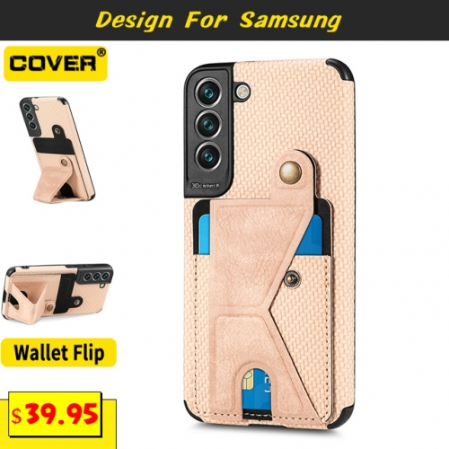 Leather Wallet Case For Samsung Galaxy S22/S22Plus/S22Ultra/S21/S21Ultra/S21FE/S20/S10