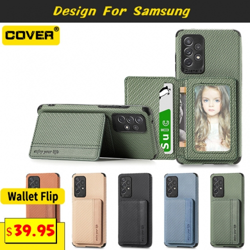 Leather Wallet Case For Samsung Galaxy S22/S22Plus/S22Ultra/S21/S21Plus/S21Ultra/S21FE/S10/S10Plus